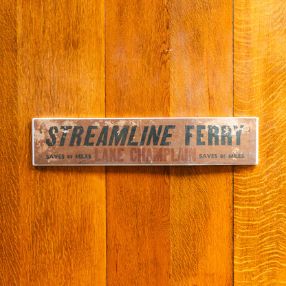 Lake Champlain Streamline Ferry Cardstock Sign Ephemera