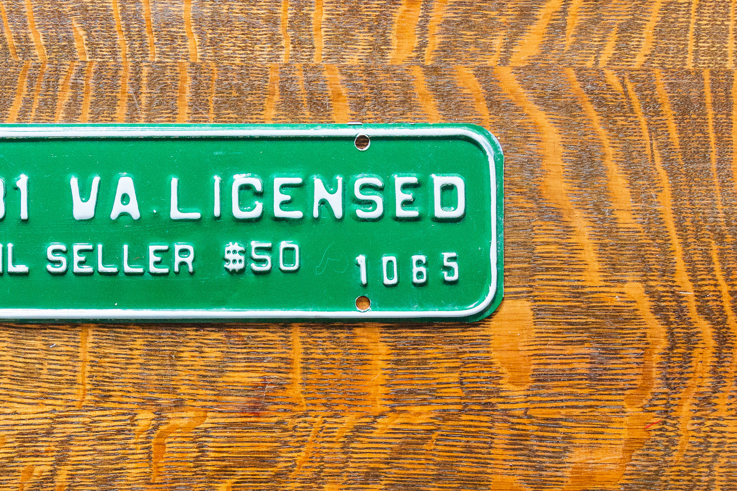 1981 Virginia Seller License Plate Vintage Green Wall Decor 1065