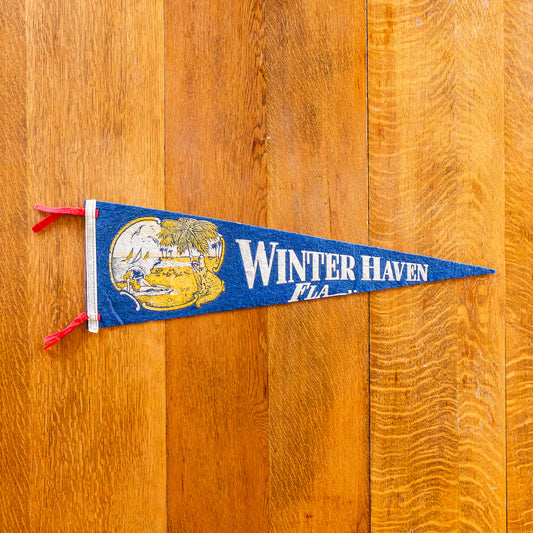 Winter Haven Florida Felt Pennant | Vintage Blue Wall Decor