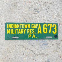 Load image into Gallery viewer, 1960s Era Indiantown Gap Pennsylvania License Plate Topper Military Fort Reserve
