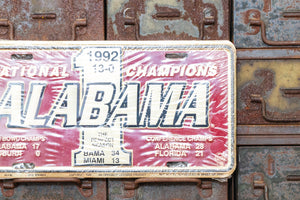 University of Alabama 1992 Champions Booster License Plate Vintage NOS Wall Decor