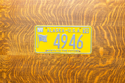 1970 Alaska License Plate Vintage Low Number 4946