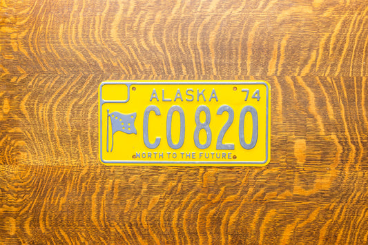 1974 Alaska License Plate Vintage Yellow Decor C0820