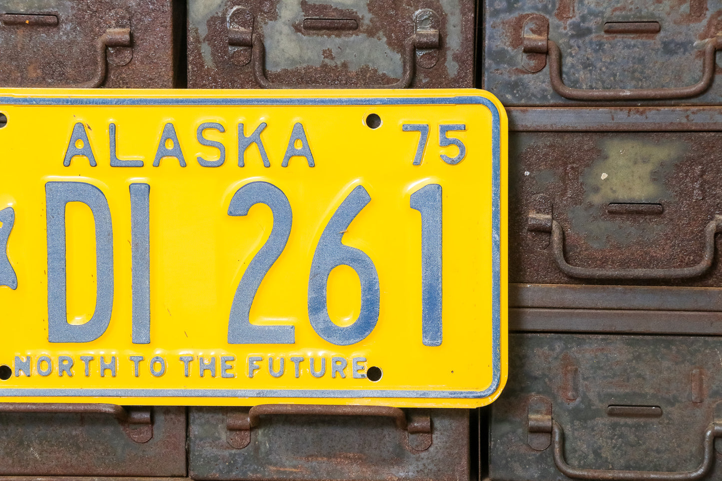 1975 Alaska License Plate Vintage Yellow Decor DI261