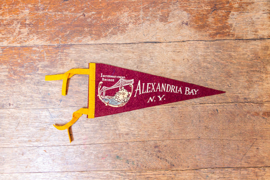 Alexandria Bay Red Felt Pennant Vintage Travel Wall Decor - Eagle's Eye Finds