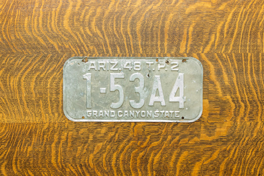 1948 Arizona License Plate Vintage Silver White Wall Decor