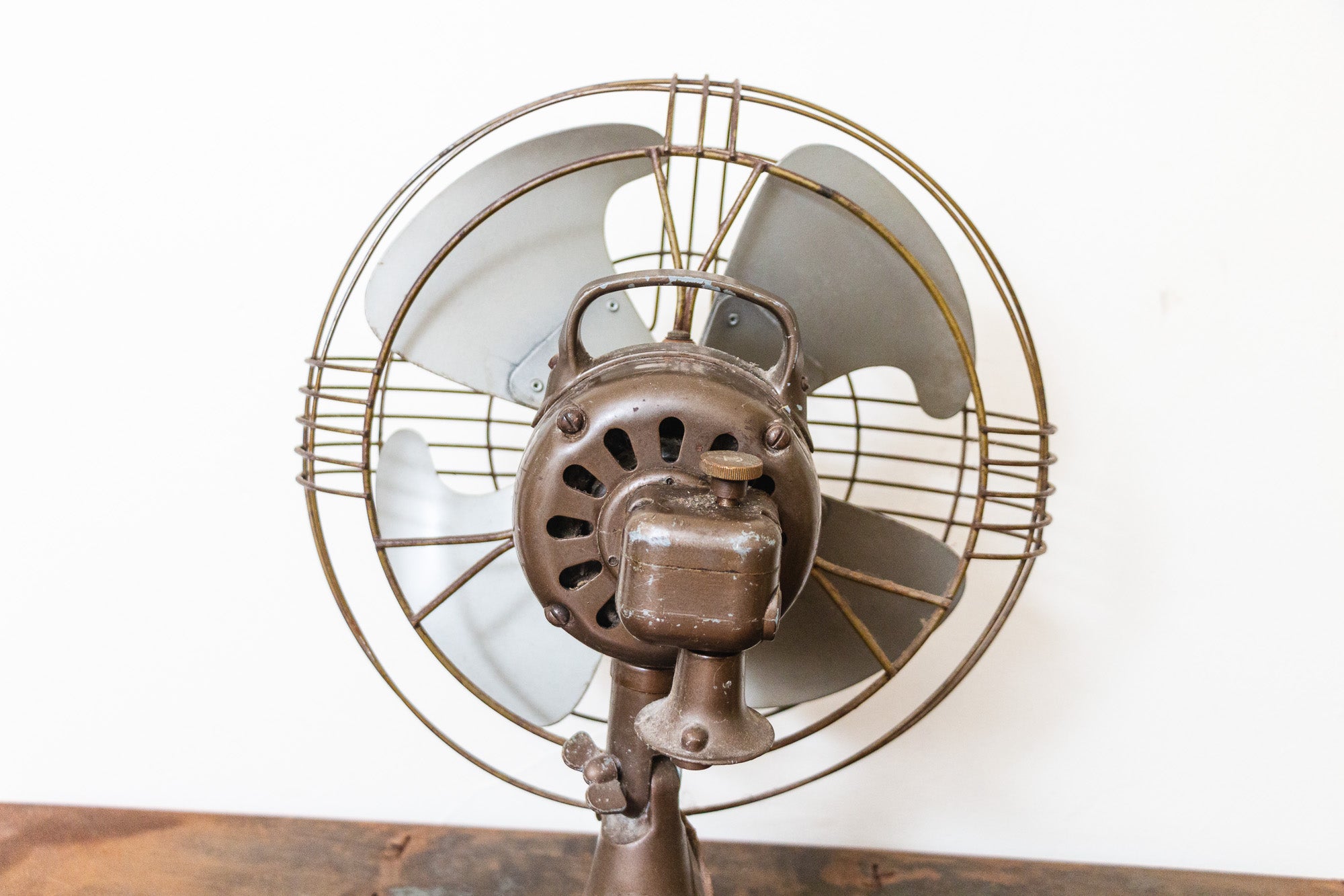 GE Vortalex Desk Fan Vintage Brown General Electric Mid-Century Decor