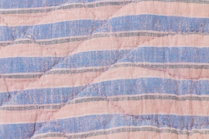 Brown and Blue Chambray Quilt Vintage Camping Blanket