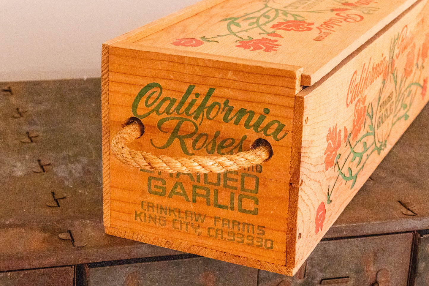 California Roses Garlic Box Vintage Kitchen Advertising Decor