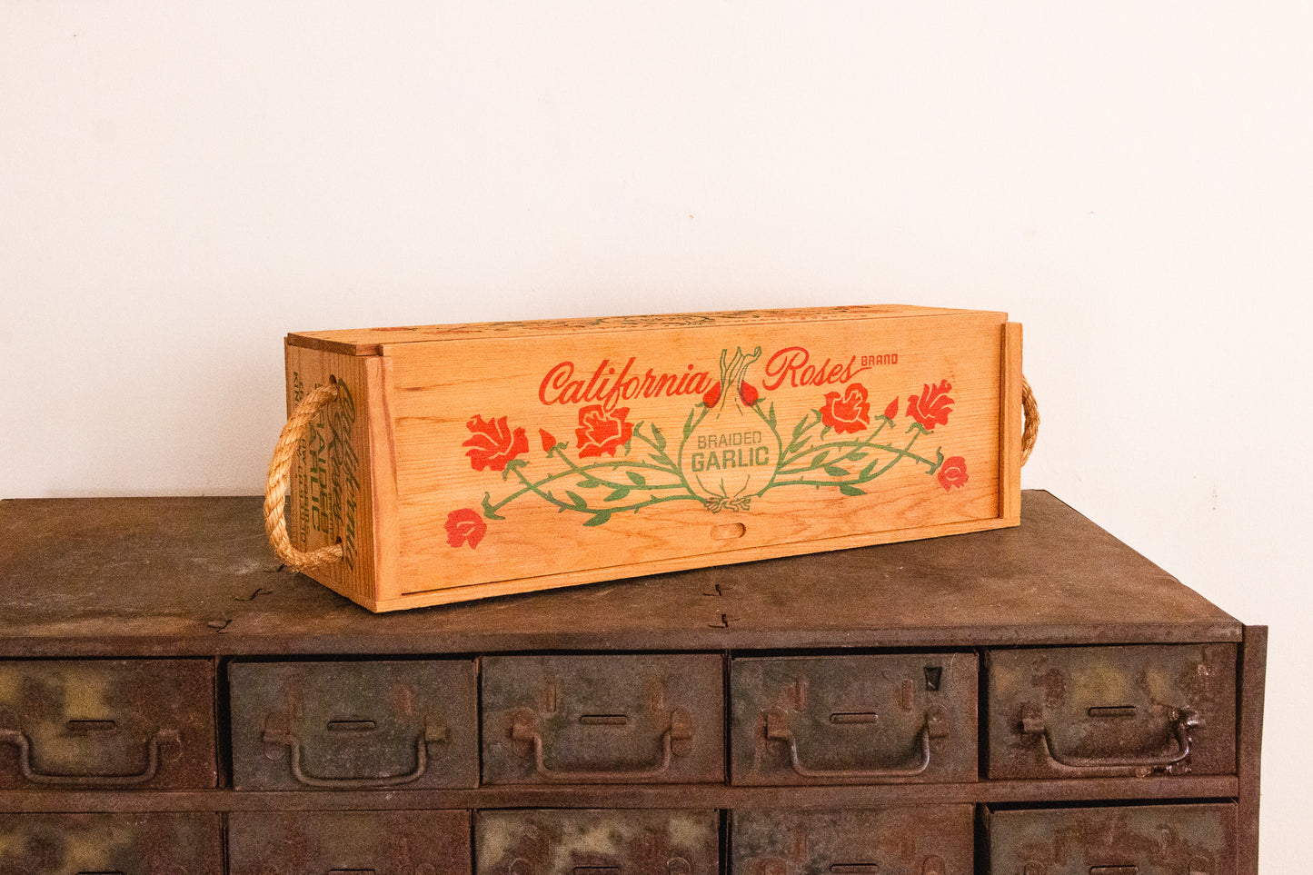 California Roses Garlic Box Vintage Kitchen Advertising Decor