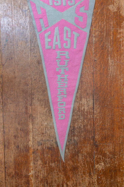 East Rutherford 1919 Pink and Grey Felt Pennant Vintage High School Decor - Eagle's Eye Finds