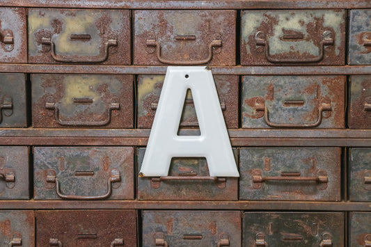 Gray Letter A Porcelain Vintage Wall Hanging Decor Initials Name Letter - Eagle's Eye Finds