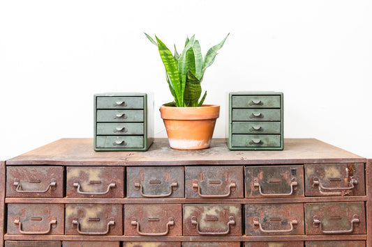 Green File Drawer Set Vintage Industrial Parts or Supply Storage - Eagle's Eye Finds