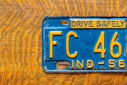 1956 Indiana License Plate Vintage Blue Wall Decor Drive Safely