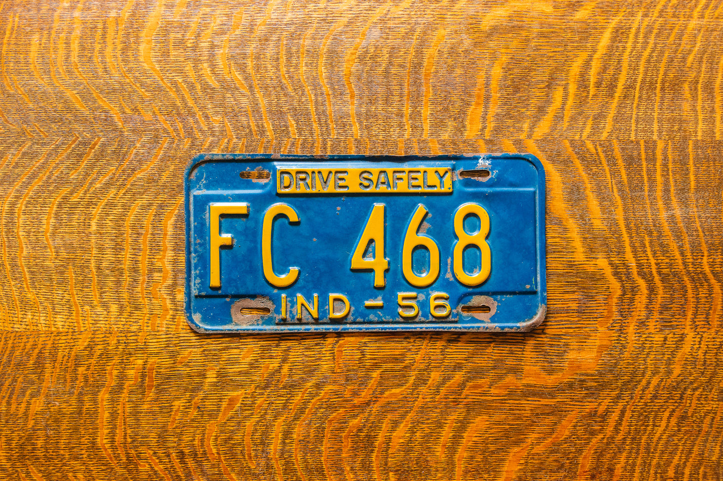 1956 Indiana License Plate Vintage Blue Wall Decor Drive Safely