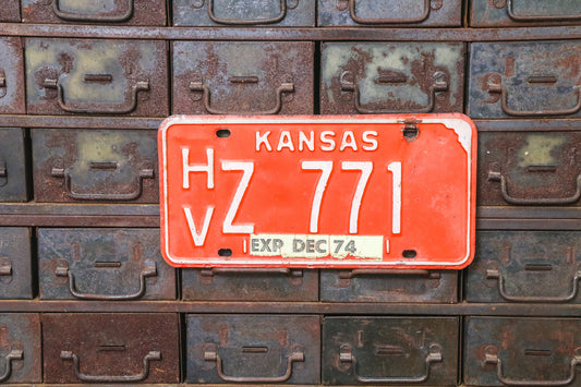 Kansas 1974 License Plate Red Vintage Wall Decor Z-771 - Eagle's Eye Finds