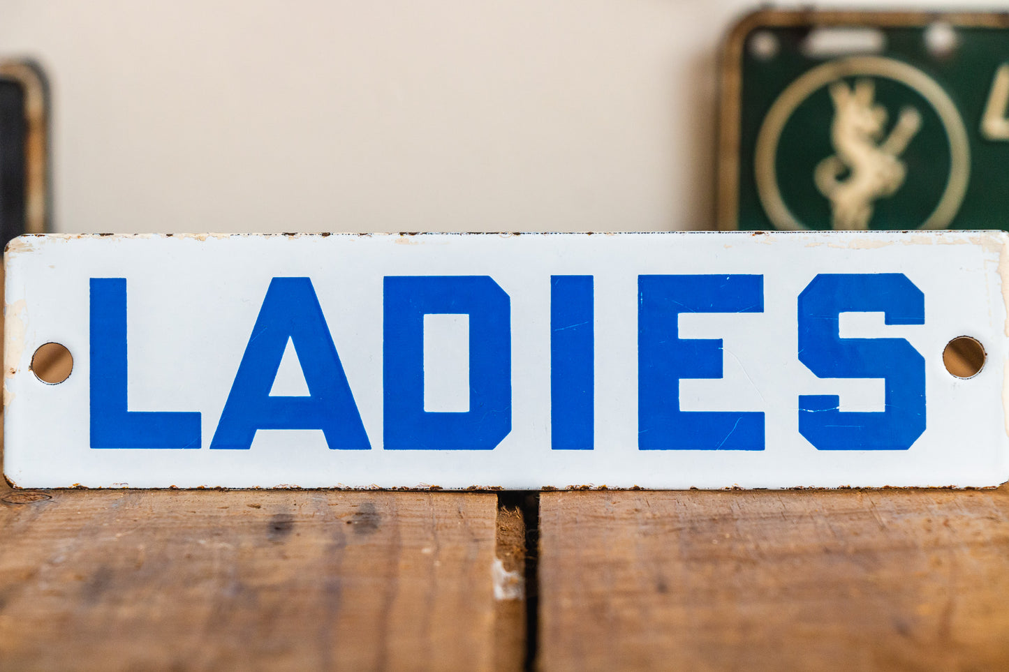 Porcelain Ladies Bathroom Sign Vintage Gas Station Mid-Century Signage - Eagle's Eye Finds