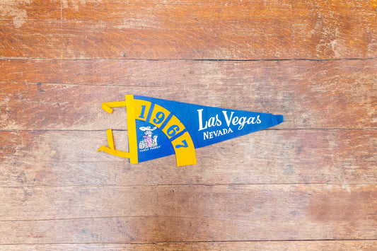 1967 Las Vegas Felt Pennant Vintage Blue NV Wall Hanging Decor