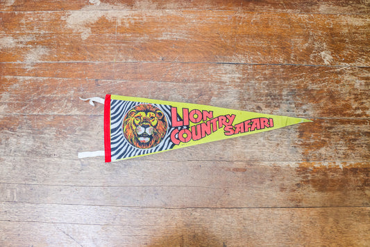 Lion Country Safari Felt Pennant Yellow Vintage Florida Park Wall Decor