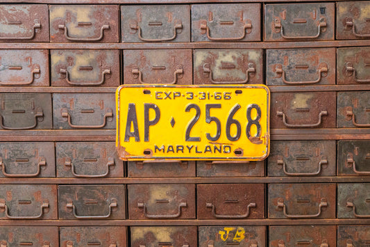 Maryland 1966 License Plate Vintage Yellow Wall Decor AP-2568 - Eagle's Eye Finds