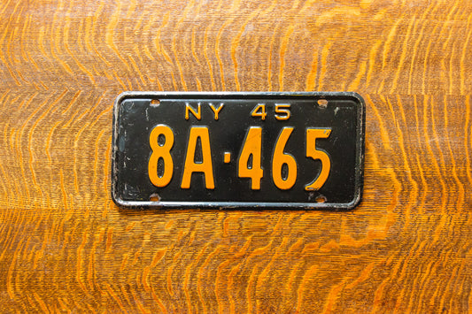 1945 New York License Plate 8A-465 Car Show Plate