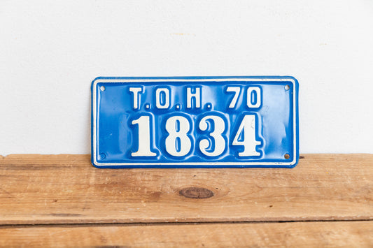 Hempstead New York 1970 License Plate Vintage TOH Blue Wall Decor - Eagle's Eye Finds