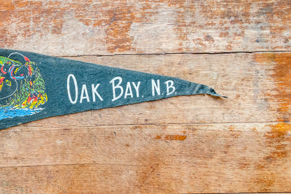 Oak Bay New Brunswick Canada Felt Pennant Vintage Wall Souvenir