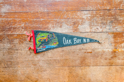 Oak Bay New Brunswick Canada Felt Pennant Vintage Wall Souvenir