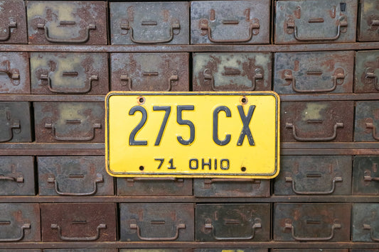 Ohio 1971 License Plate Vintage Yellow Wall Hanging Decor 275-CX - Eagle's Eye Finds