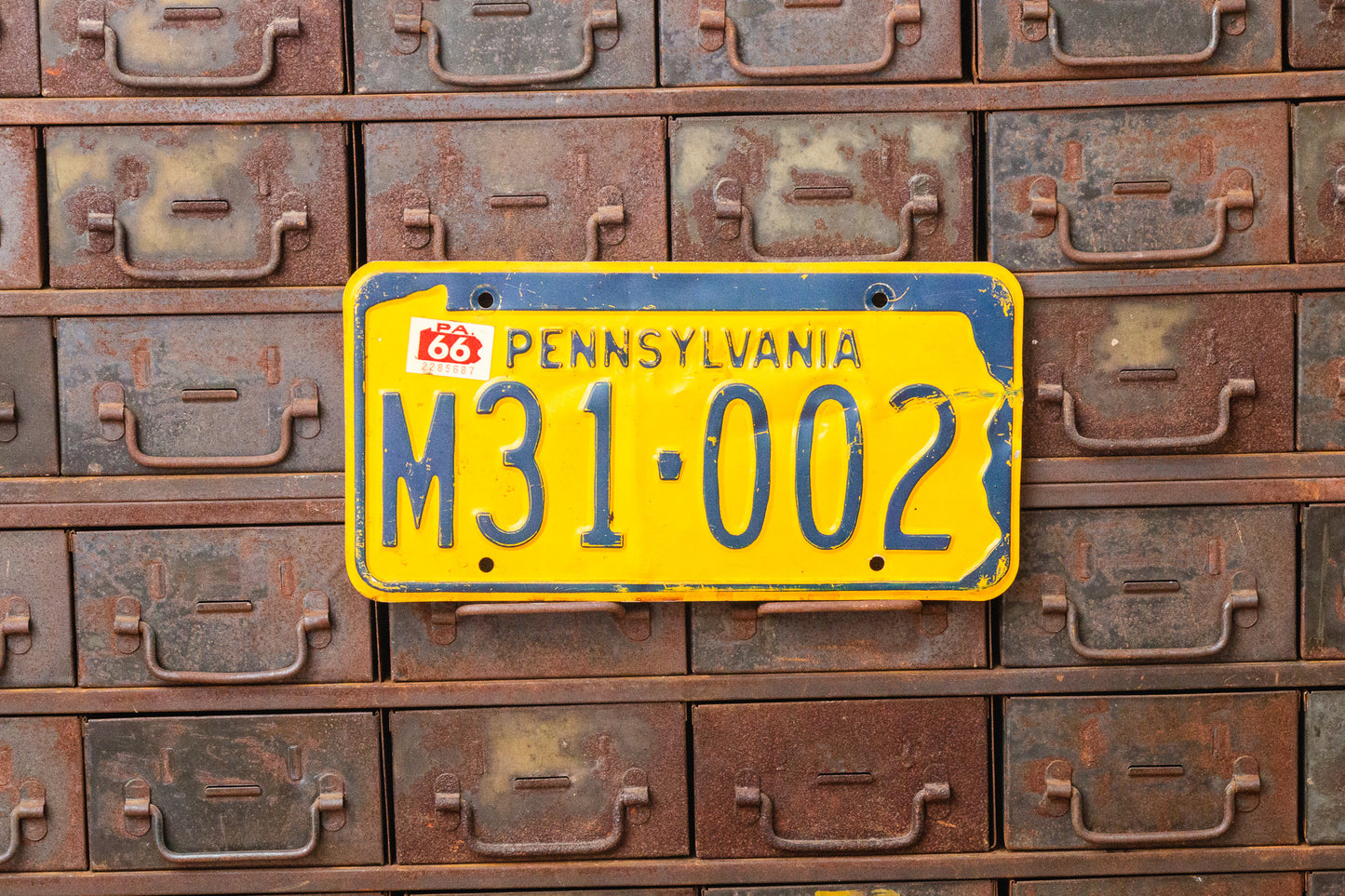 Pennsylvania 1966 License Plate Vintage State Shaped Wall Decor - Eagle's Eye Finds