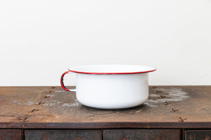 Enamelware Cup or Bowl Vintage Red and White Kitchen Decor Accent - Eagle's Eye Finds
