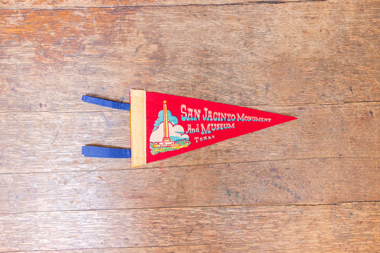 San Jacinto Monument Houston Texas Felt Pennant Vintage Red TX Wall Decor - Eagle's Eye Finds