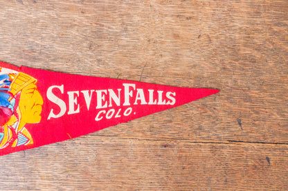 Seven Falls Colorado Native American Felt Pennant Vintage Red Wall Decor - Eagle's Eye Finds