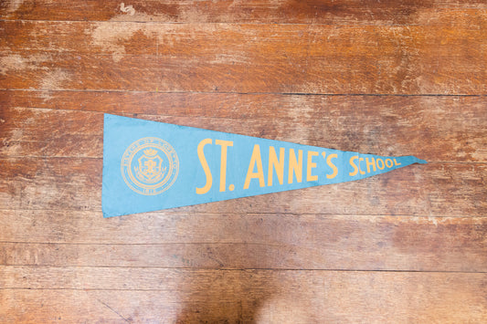 St. Anne's School for Nursing Paper Pennant Vintage Blue Chicago Decor