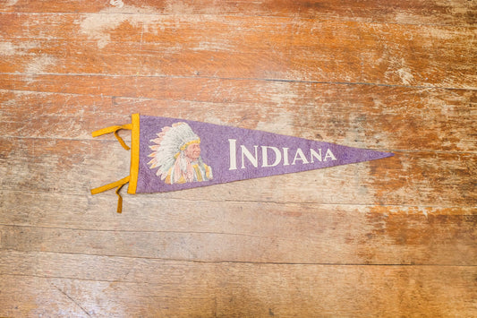 Indiana Native American Purple Felt Pennant Vintage IN Wall Decor