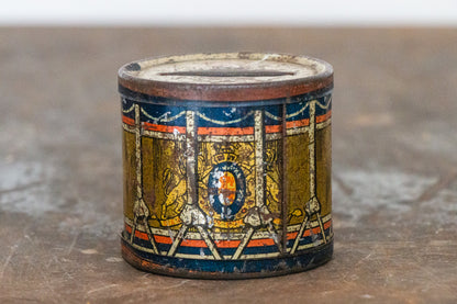 Tin Litho Drum Bank Vintage Toy Coin Piggy Bank