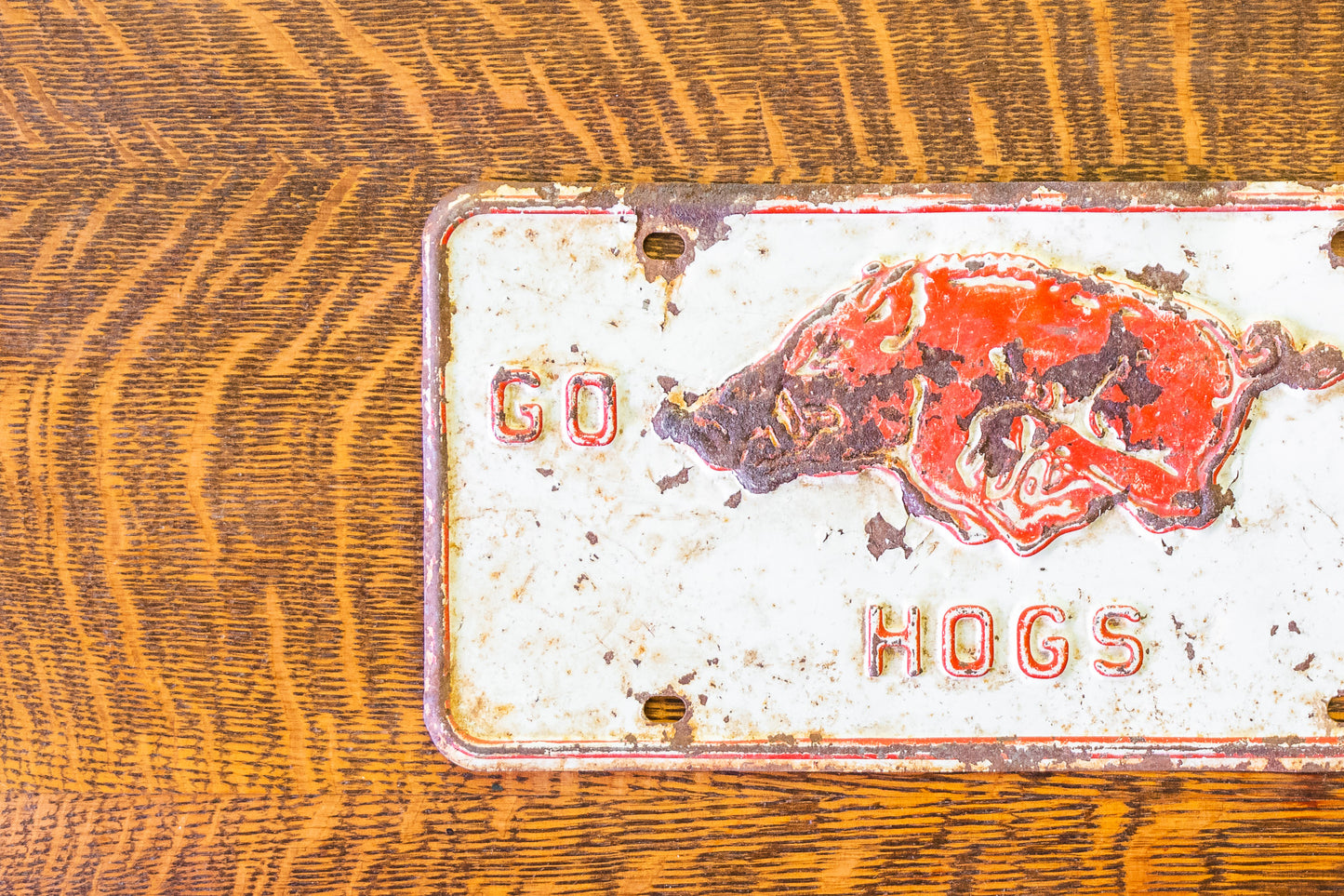 University of Arkansas Booster License Plate Vintage Razorbacks Decor
