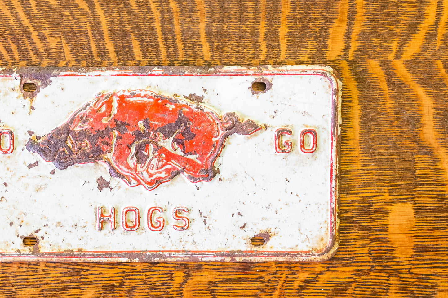 University of Arkansas Booster License Plate Vintage Razorbacks Decor