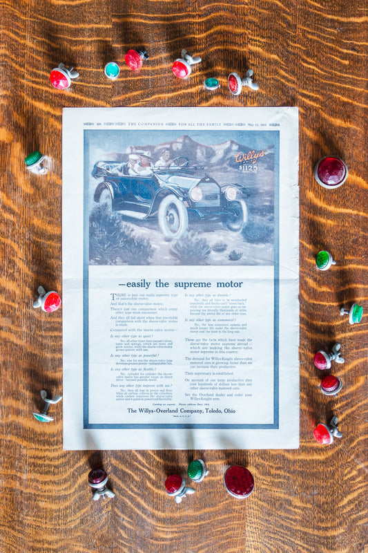 1916 Willys Knight Car Ad Vintage Car Willys-Overland Automobile Ephemera