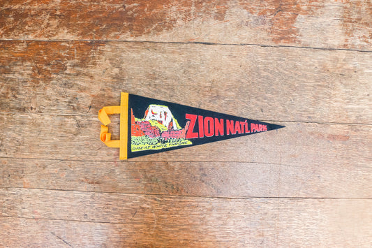 Zion National Park Black Felt Pennant Vintage Utah Wall Decor