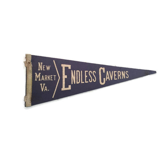 Endless Carverns Virginia Navy Blue Felt Pennant Vintage Wall Hanging Decor - Eagle's Eye Finds