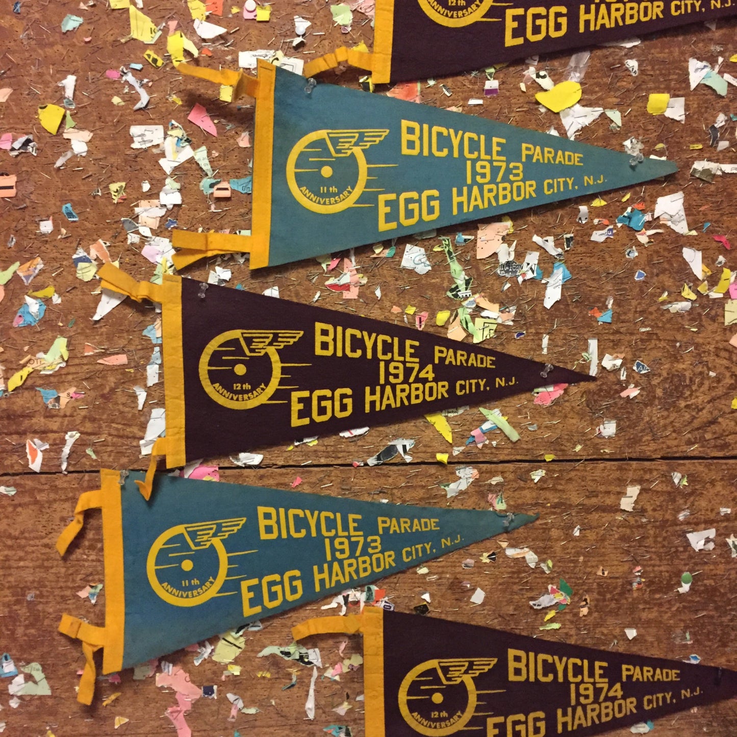 Bicycle Parade in Egg Harbor City New Jersey Vintage Felt Pennant - Eagle's Eye Finds