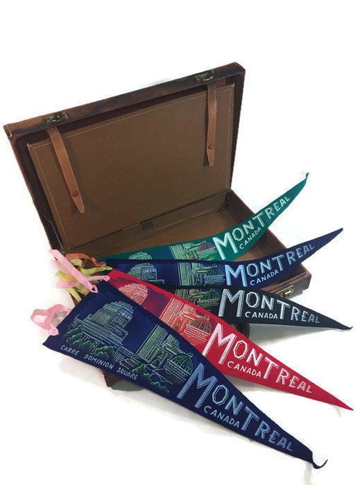 Montreal Canada Colorful Felt Pennants Vintage Travel Decor - Eagle's Eye Finds