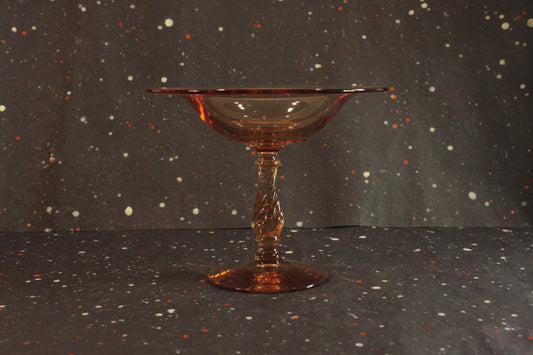 Pink Footed Glass Compote Vintage Footed Bowl - Eagle's Eye Finds