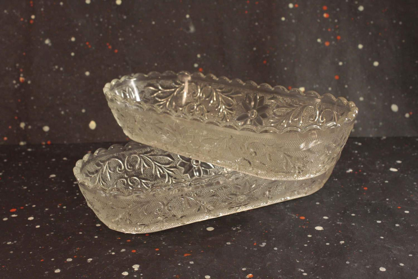 Indiana Sandwich Pattern Relish Celery Tray Vintage Clear Glass - Eagle's Eye Finds