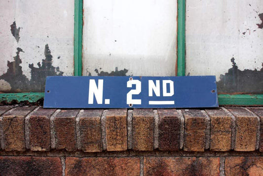 North 2nd Street New York Street Sign Vintage Porcelain Enamel Wall Decor - Eagle's Eye Finds