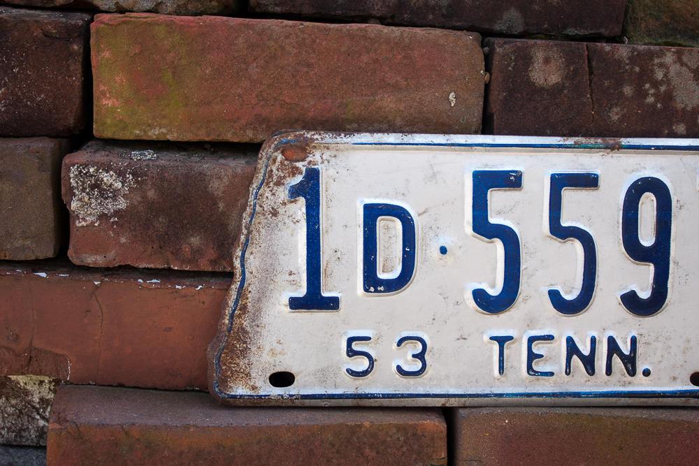 1953 Tennessee License Plate State Shaped Vintage White and Blue - Eagle's Eye Finds