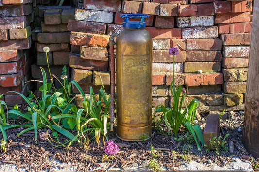 Copper and Brass Soda Acid Fire Extinguisher Vintage Pyrene Guardene Firefighter Decor - Eagle's Eye Finds