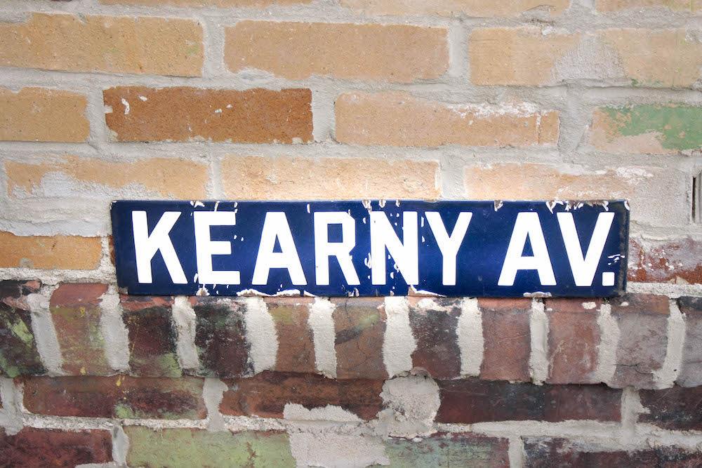 Kearny Avenue Porcelain Enamel Vintage Street Sign Wall Decor - Eagle's Eye Finds