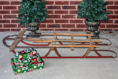 Huskee Wooden Sled Vintage Holiday Decor - Eagle's Eye Finds